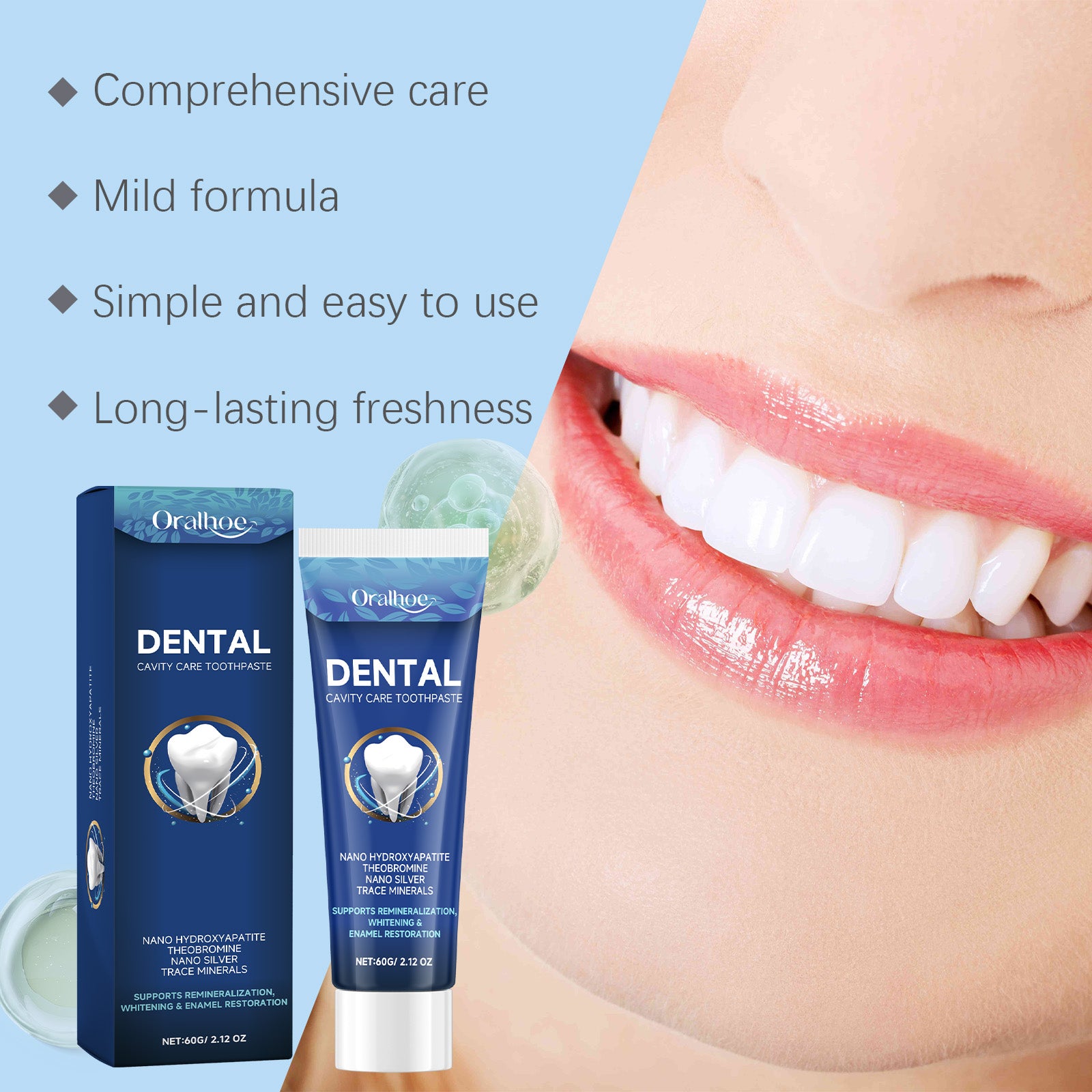 Oralhoe Dental Care Toothpaste Maintains Clean And Hygienic Teeth, Reduces Stains, And Naturally Shines Teeth