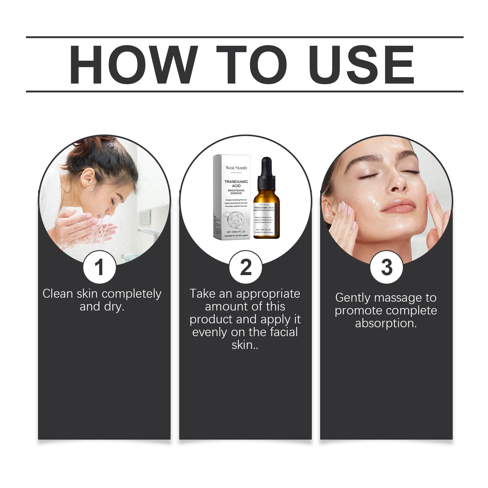 West&Month Brightening Essence, Even, Bright, Refreshing, Non-Sticky, Natural, Shiny And Nourishing Skin Essence