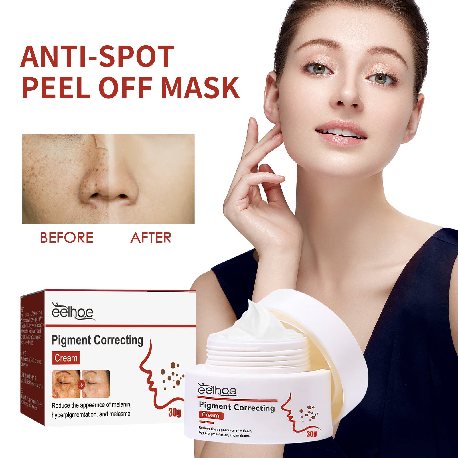 EELHOE Color Repair Cream Replenishes, Moisturizes, And Lightens Freckles, Black Spots, Blemishes, Melasma, And Melanin Skin Cream