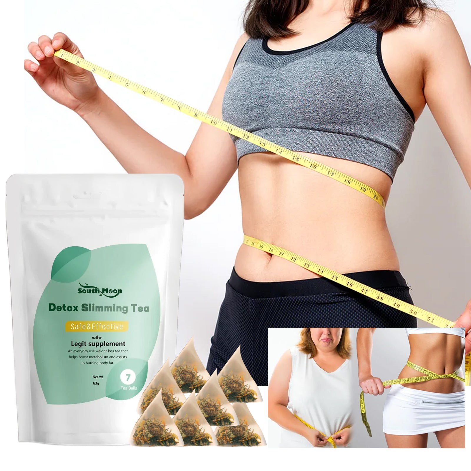 South Moon Detox Slimming Tea, Slim Intellectual Man Fit Little Stomach Small Pretty Waist Shaping