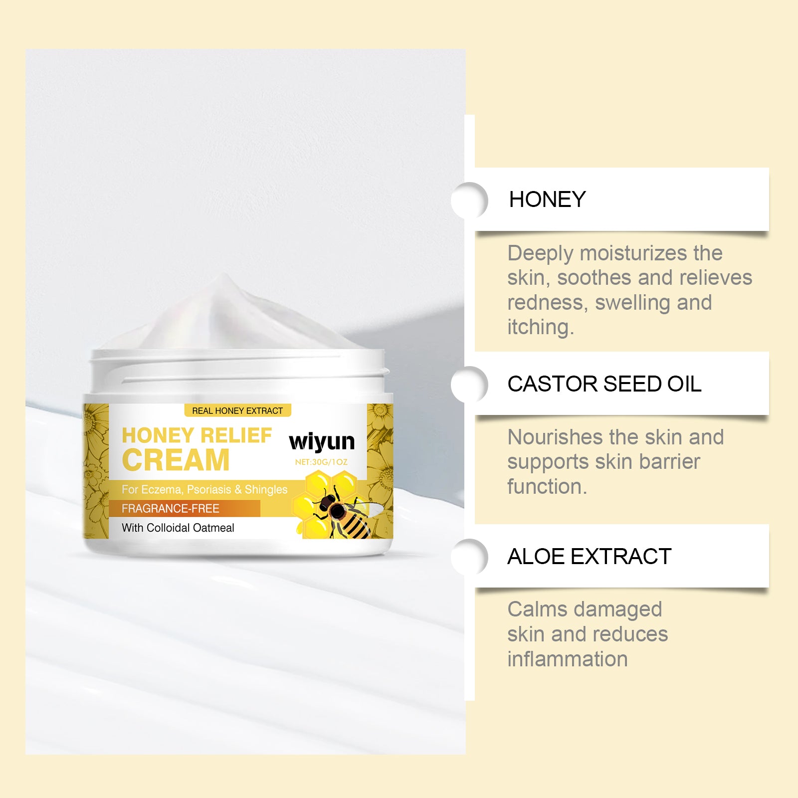 Wiyun Honey Skin Care Cream Nourishes And Protects Skin, Body, Hands And Feet, Moisturizes And Restores Skin