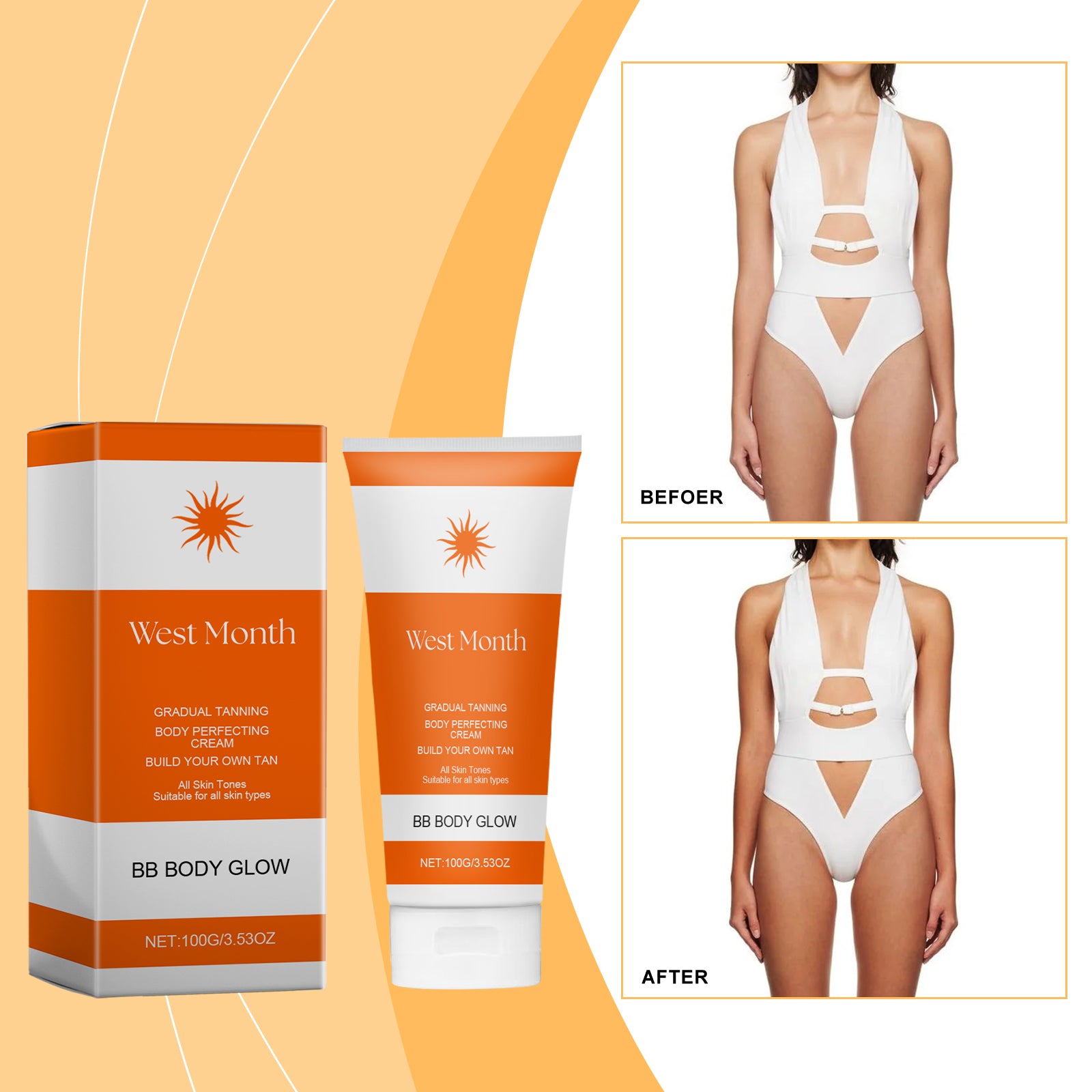 West Month Anti-Tanning Cream, Beach Anti-Tanning Cream For Tanning And Tan Skin Care Cream