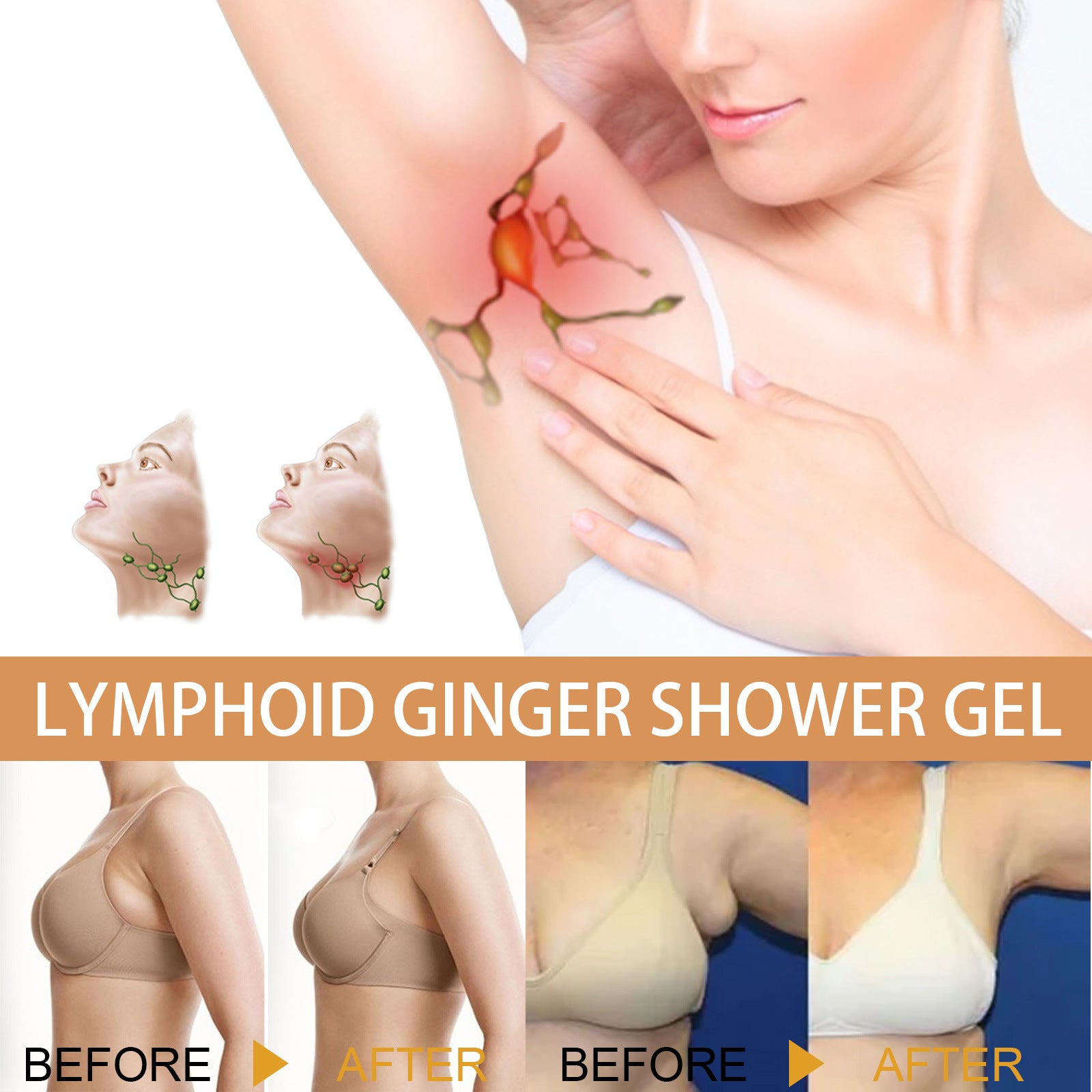 EELHOE Ginger Lymphatic Body Shaping Body Wash, Cleans And Relieves Lymphatic Swelling, Slimming And Firming Skin