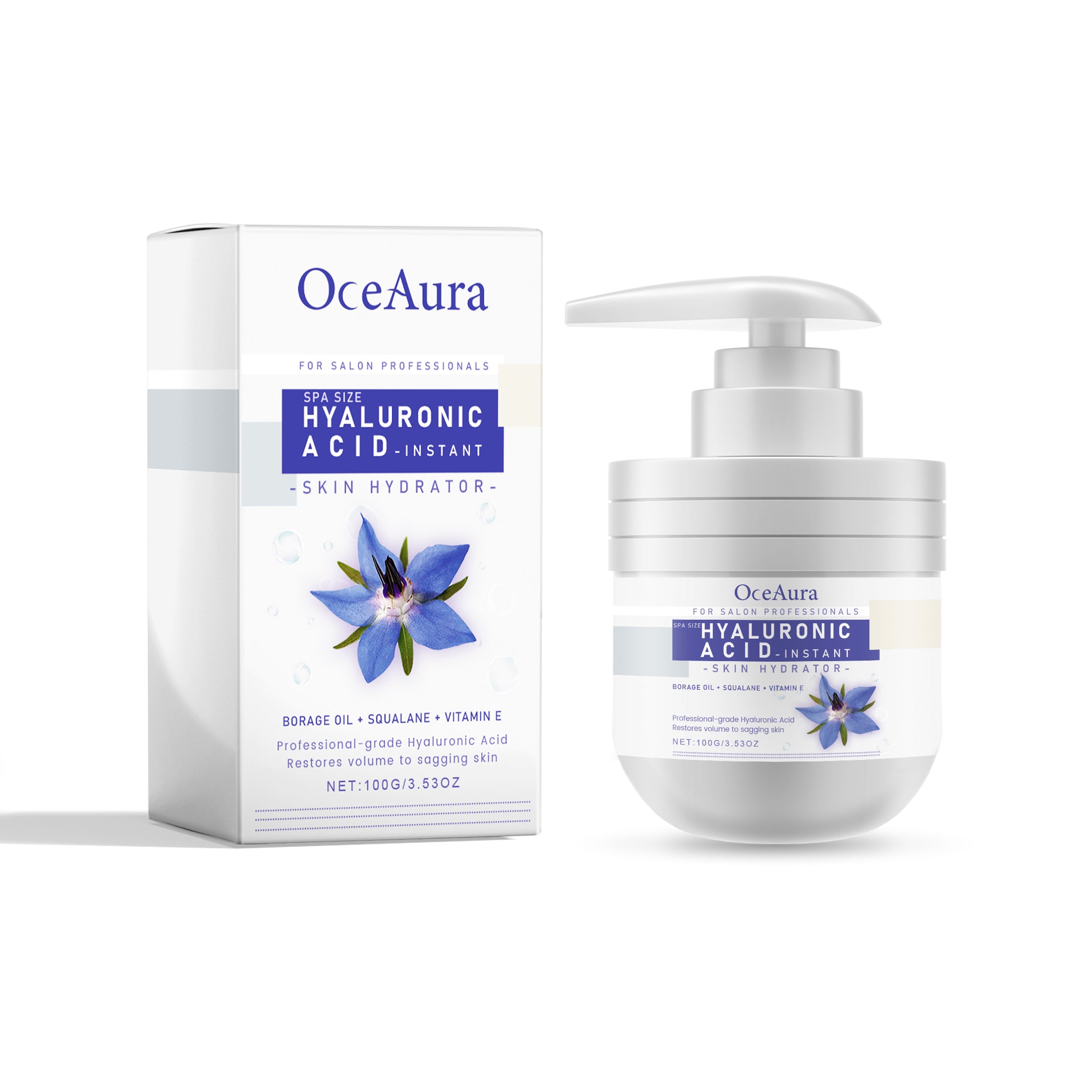 OceAura Hyaluro Nicacid-Instant Skin Hydrator, Fade Fine Lines Body Skin Firming Moisturizing Tender Smooth Shine Cream