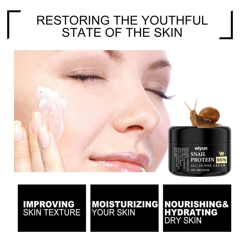 Wiyun Snail Protein All In One Cream, Hydrating Moisturizing Refreshing Delicate Skin Repair Dark Yellow Face Brightening Cream