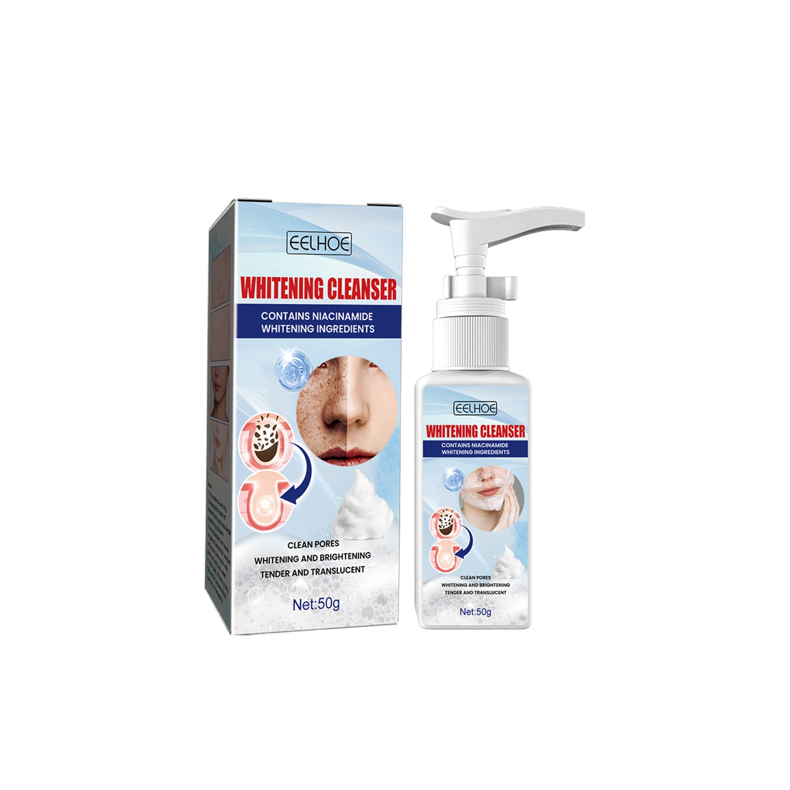 EELHOE Nicotinamide Facial Cleanser, Facial Cleansing, Hydrating, Spot Brightening, Skin Beautifying, Foam Facial Cleanser