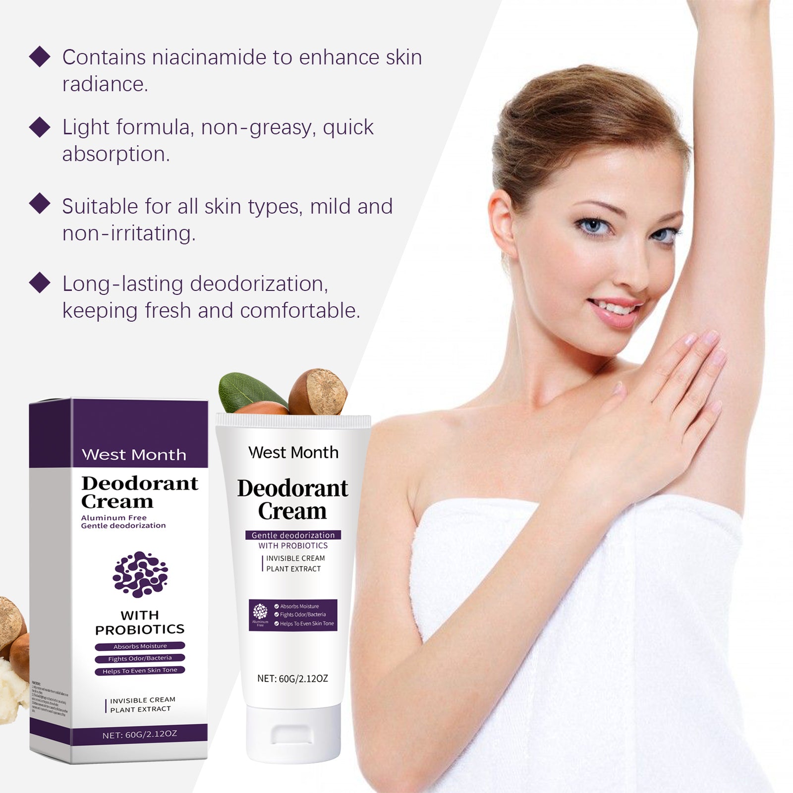 West&Month Body Care Cream, Moisturizing, Refreshing And Non-Greasy Body Skin Brightening Care Cream Body Care Cream, Moisturizing, Refreshing And Non-Greasy Body Skin Brightening Care Cream