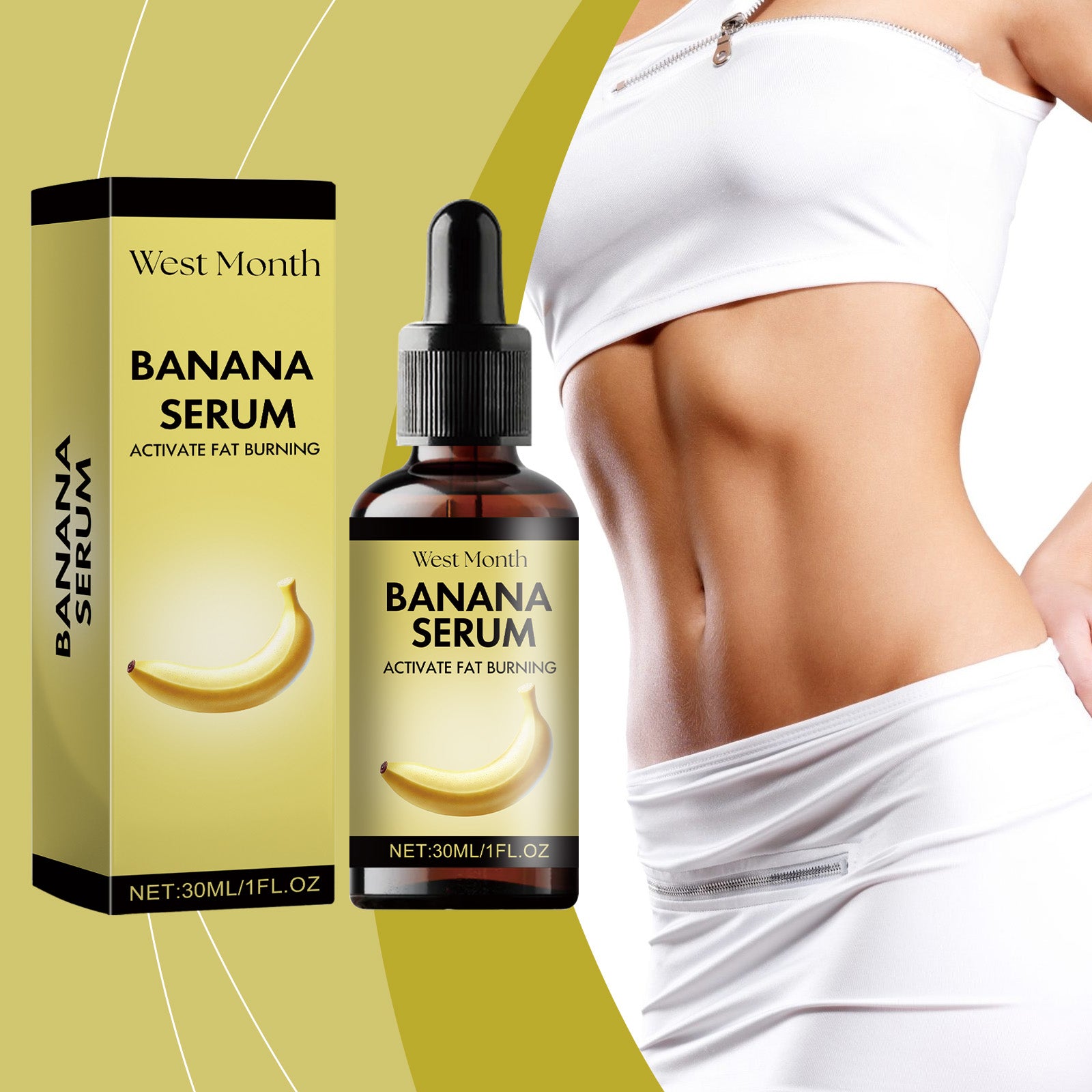West&Month Banana Body Essential Oil Nourishes Waist Arm Light Skin Show Figure Massage Treatment